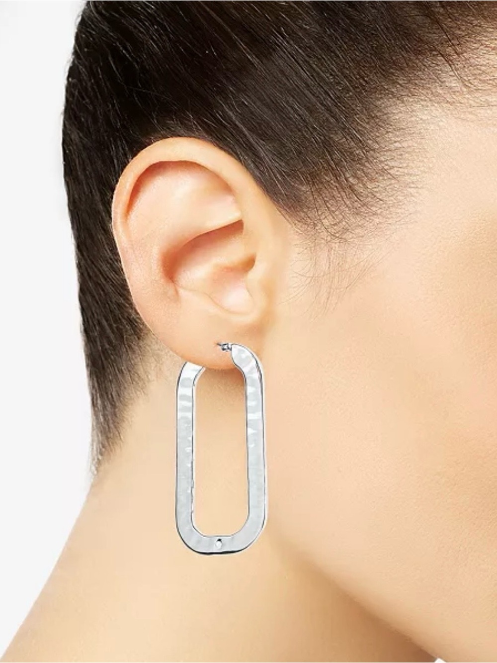 Style & Co Silver-Tone Rounded Rectangle Hoop Earrings - Picture 7 of 7